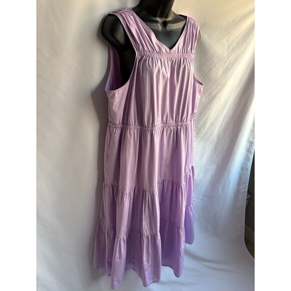 Halogen Sleeveless Tiered Poplin Dress Purple Bloom Lavender Plus Size 1X Girly - Picture 4 of 13